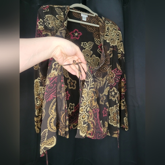 Silk Tie Cross Over Blouse - Picture 3 of 6